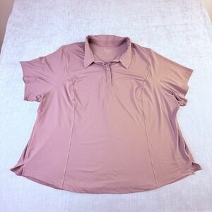 Athleta Womens 3X Mauve Pink Performance Golf Polo Shirt Short Sleeve Activewear